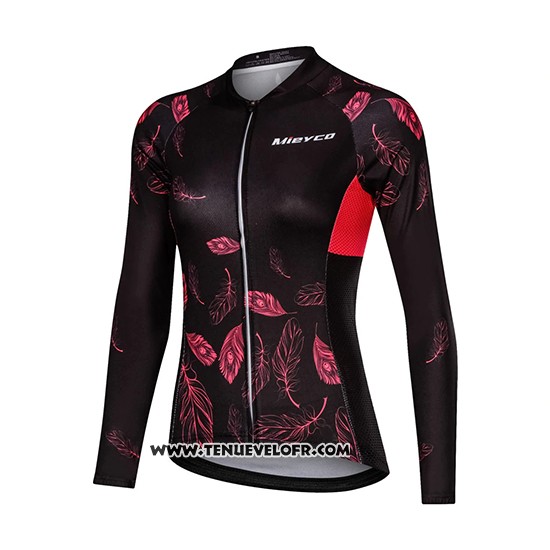 2019 Maillot Ciclismo Femme Mieyco Noir Rouge Manches Longues et Cuissard