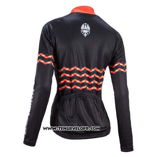 2016 Maillot Ciclismo Femme Bianchi Noir et Orange Manches Longues et Cuissard