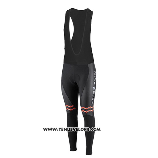 2016 Maillot Ciclismo Femme Bianchi Noir et Orange Manches Longues et Cuissard