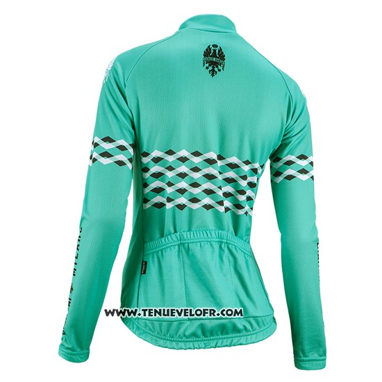 2016 Maillot Ciclismo Femme Bianchi Noir et Vert Manches Longues et Cuissard