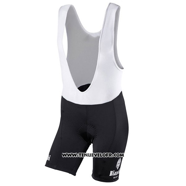 2017 Maillot Ciclismo Femme Bianchi Noir et Blanc Manches Courtes et Cuissard