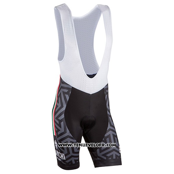 2017 Maillot Ciclismo Femme Bianchi Noir et Vert Manches Courtes et Cuissard