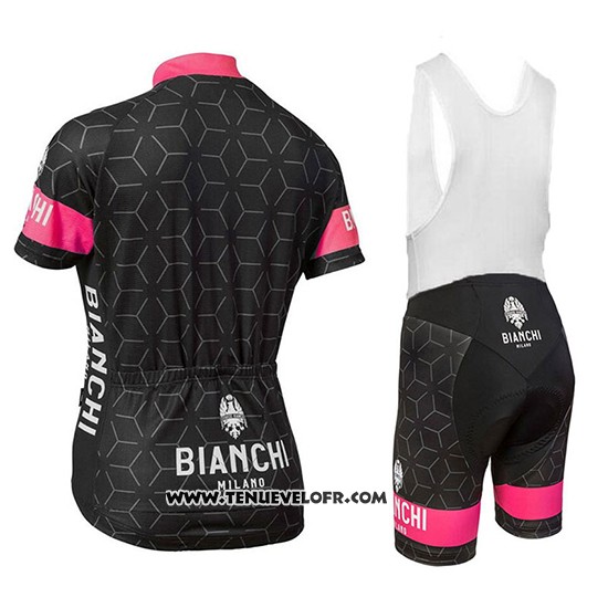 2018 Maillot Ciclismo Bianchi Nevola Noir et Rose Manches Courtes et Cuissard