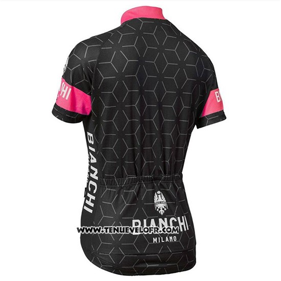 2018 Maillot Ciclismo Bianchi Nevola Noir et Rose Manches Courtes et Cuissard