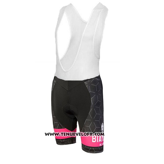2018 Maillot Ciclismo Bianchi Nevola Noir et Rose Manches Courtes et Cuissard