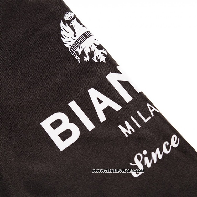 2018 Maillot Ciclismo Bianchi Noir et Bleu Manches Longues et Cuissard