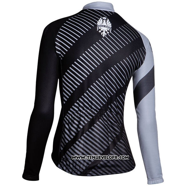 Maillot Ciclismo Femme Bianchi Milano Catria Noir Gris Manches Longues et Cuissard