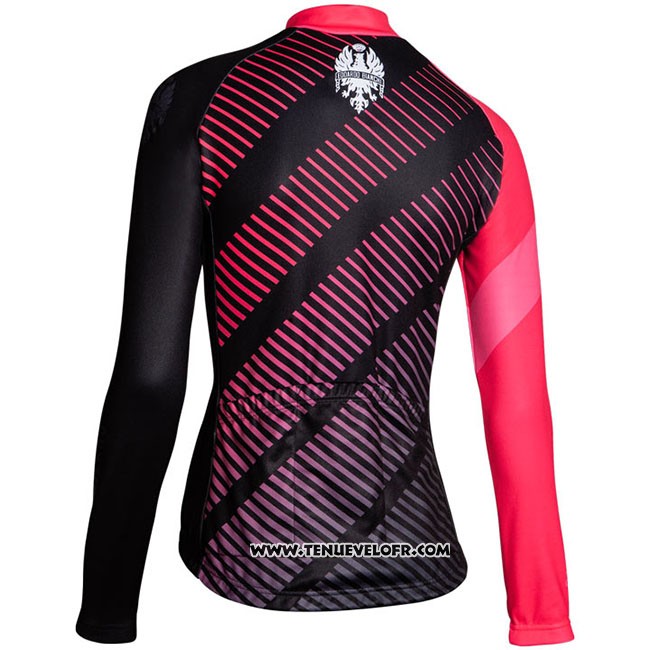 Maillot Ciclismo Femme Bianchi Milano Catria Noir Rose Manches Longues et Cuissard