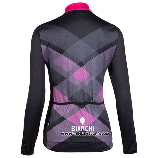 Maillot Ciclismo Femme Bianchi Milano Cornedo Noir Rose Manches Longues et Cuissard