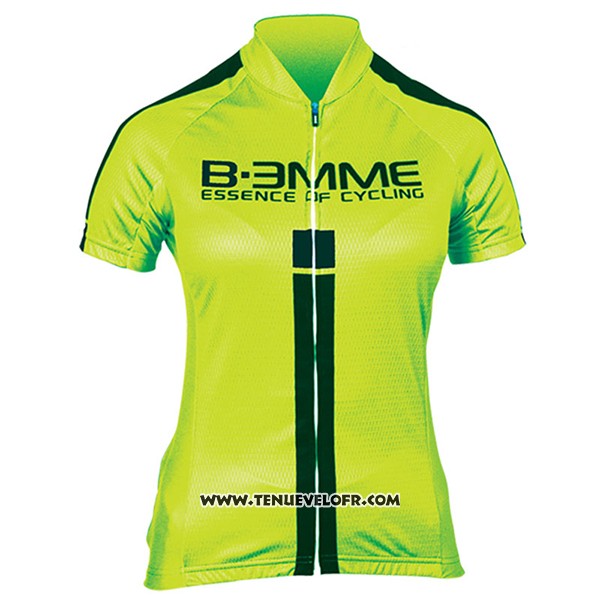 2017 Maillot Ciclismo Femme Biemme Vert et Noir Manches Courtes et Cuissard