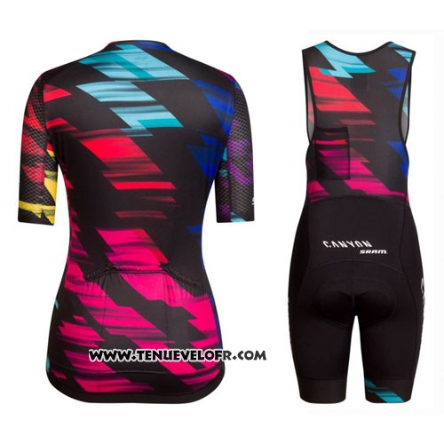 2016 Maillot Ciclismo Femme Canyon Noir et Rouge Manches Courtes et Cuissard