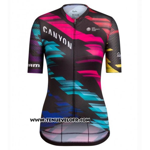 2016 Maillot Ciclismo Femme Canyon Noir et Rouge Manches Courtes et Cuissard