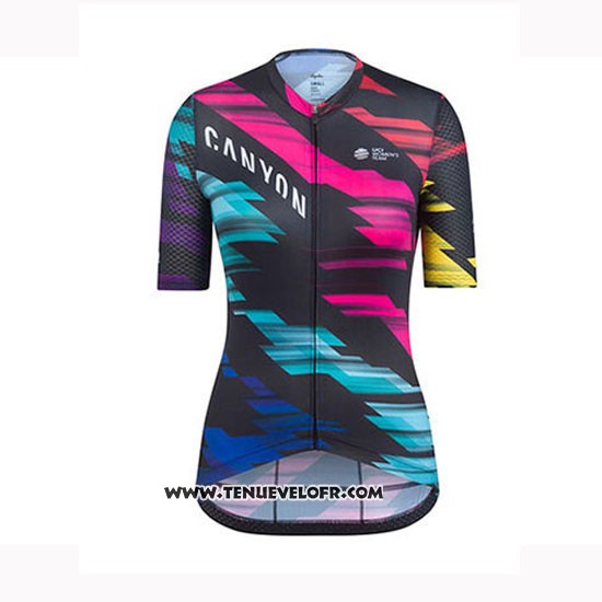 2019 Maillot Ciclismo Femme Canyon Sram Noir Rouge Manches Courtes et Cuissard