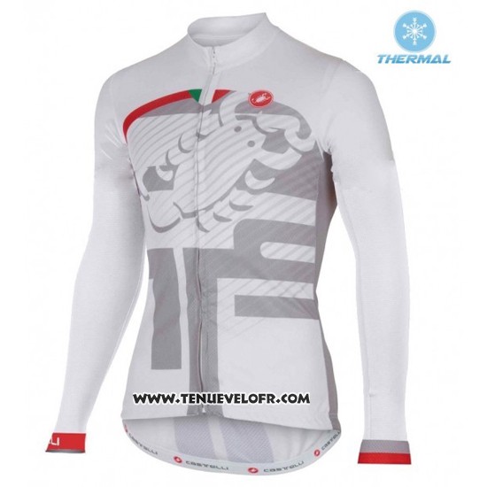 2016 Maillot Ciclismo Femme Castelli Blanc et Rouge Manches Longues et Cuissard