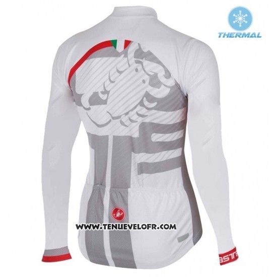 2016 Maillot Ciclismo Femme Castelli Blanc et Rouge Manches Longues et Cuissard