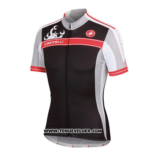 2016 Maillot Ciclismo Femme Castelli Noir et Rouge Manches Courtes et Cuissard