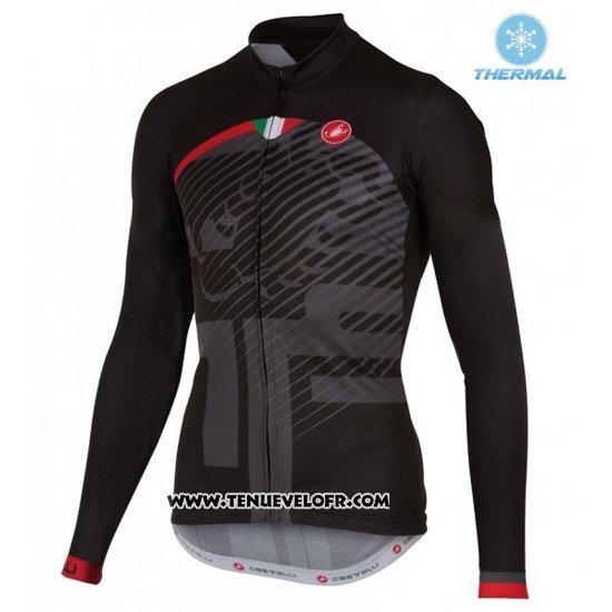 2016 Maillot Ciclismo Femme Castelli Noir et Rouge Manches Longues et Cuissard