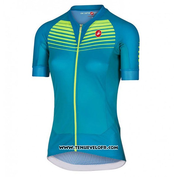 2017 Maillot Ciclismo Femme Castelli Aero Race Vert Manches Courtes et Cuissard