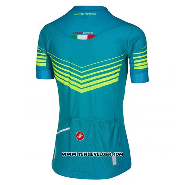 2017 Maillot Ciclismo Femme Castelli Aero Race Vert Manches Courtes et Cuissard