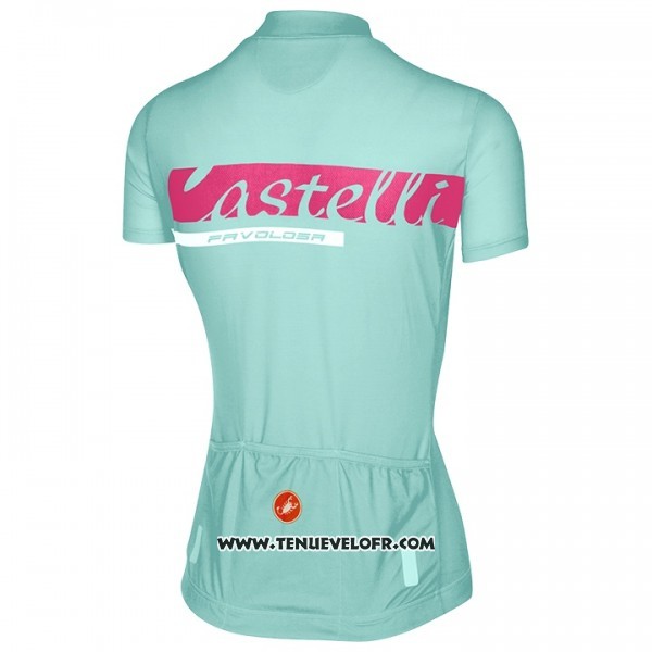 2017 Maillot Ciclismo Femme Castelli Bleu Clair Manches Courtes et Cuissard