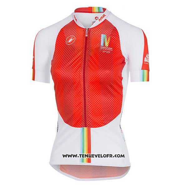 2017 Maillot Ciclismo Femme Castelli Maratona Rouge et Blanc Manches Courtes et Cuissard