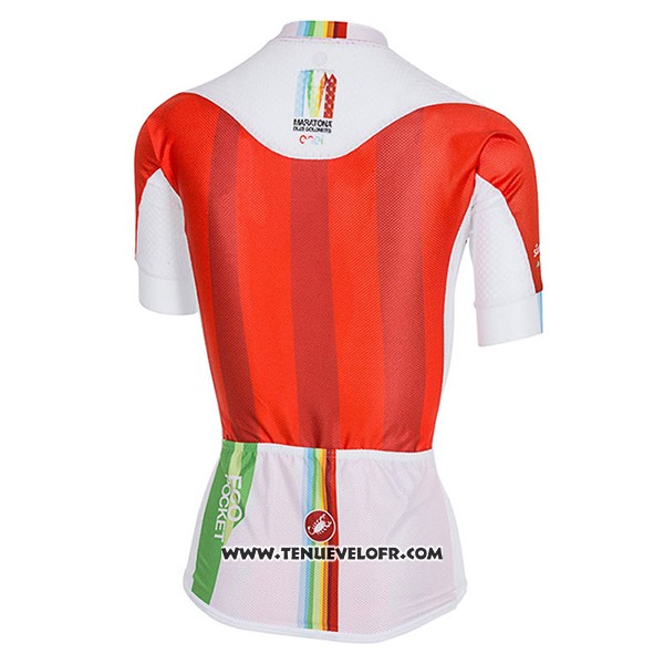 2017 Maillot Ciclismo Femme Castelli Maratona Rouge et Blanc Manches Courtes et Cuissard