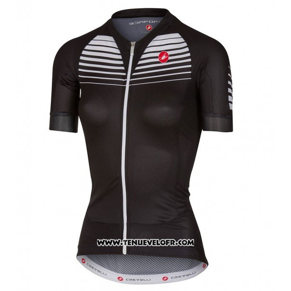 2017 Maillot Ciclismo Femme Castelli Noir et Blanc Manches Courtes et Cuissard