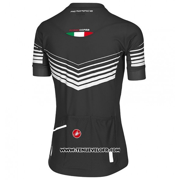 2017 Maillot Ciclismo Femme Castelli Noir et Blanc Manches Courtes et Cuissard