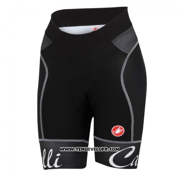 2017 Maillot Ciclismo Femme Castelli Noir et Blanc Manches Courtes et Cuissard