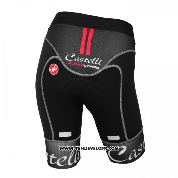 2017 Maillot Ciclismo Femme Castelli Noir et Blanc Manches Courtes et Cuissard