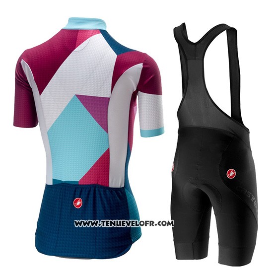 2019 Maillot Ciclismo Femme Castelli Ventata Rouge Vert Manches Courtes et Cuissard