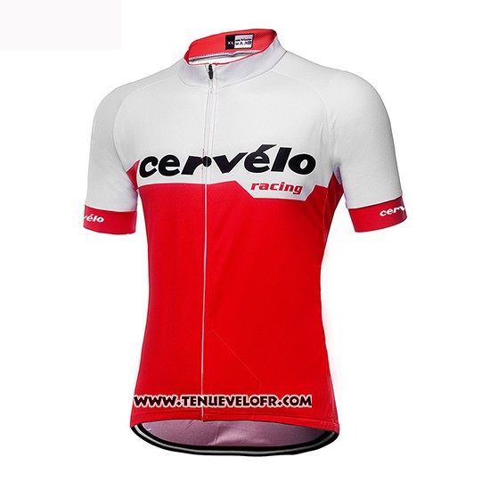2019 Maillot Ciclismo Femme Cervelo Blanc Rouge Manches Courtes et Cuissard