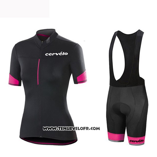 2019 Maillot Ciclismo Femme Cervelo Noir Rouge Manches Courtes et Cuissard