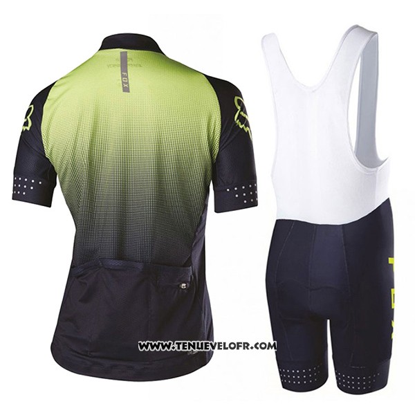 2017 Maillot Ciclismo Femme Fox Noir et Vert Manches Courtes et Cuissard