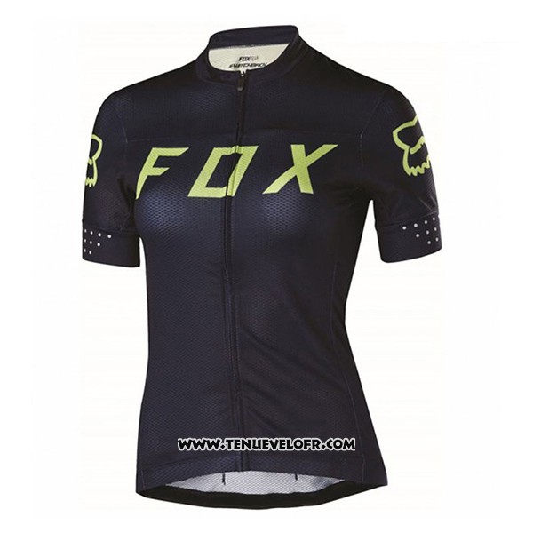 2017 Maillot Ciclismo Femme Fox Noir et Vert Manches Courtes et Cuissard
