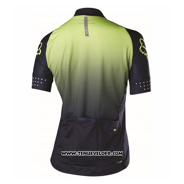 2017 Maillot Ciclismo Femme Fox Noir et Vert Manches Courtes et Cuissard