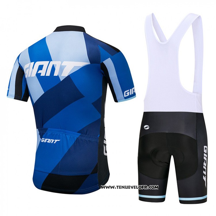 2018 Maillot Ciclismo Giant Bleu et Noir Manches Courtes et Cuissard