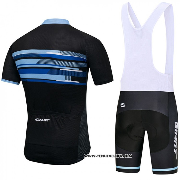 2018 Maillot Ciclismo Giant Noir et Bleu Manches Courtes et Cuissard
