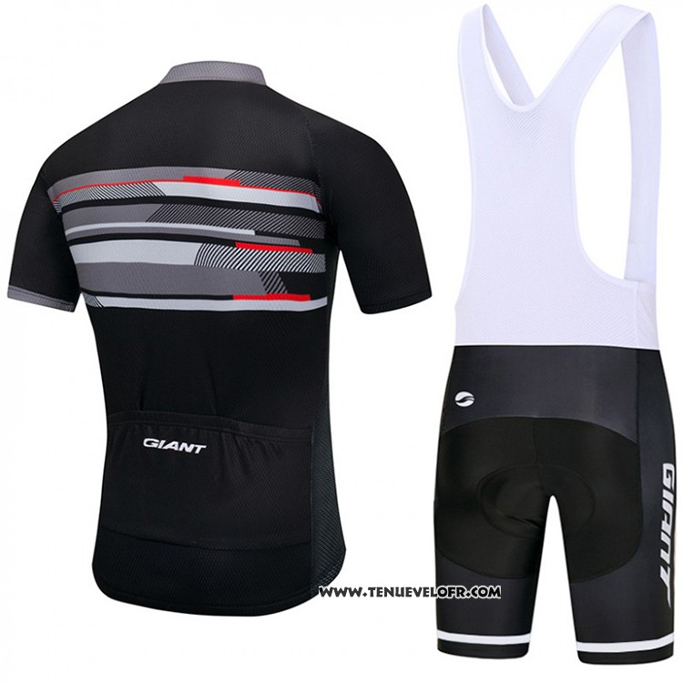 2018 Maillot Ciclismo Giant Noir et Gris Manches Courtes et Cuissard