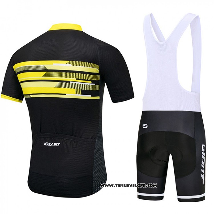 2018 Maillot Ciclismo Giant Noir et Jaune Manches Courtes et Cuissard