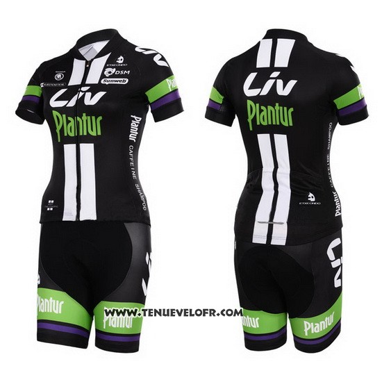 2015 Maillot Ciclismo Femme Liv Blanc et Noir Manches Courtes et Cuissard