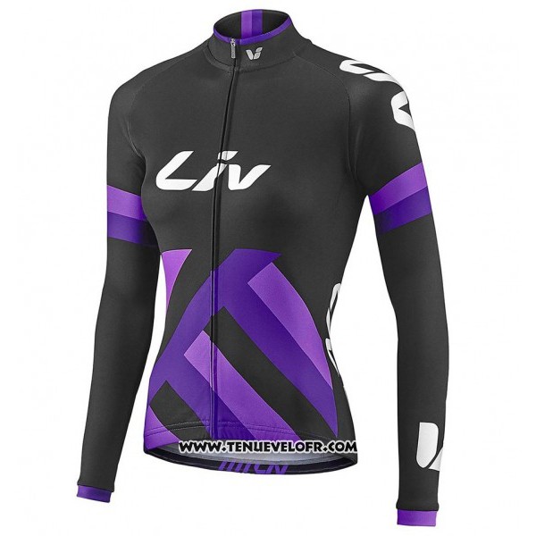 2017 Maillot Ciclismo Femme Liv Noir et Violet Manches Longues et Cuissard