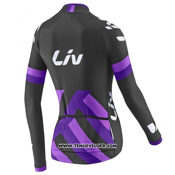 2017 Maillot Ciclismo Femme Liv Noir et Violet Manches Longues et Cuissard