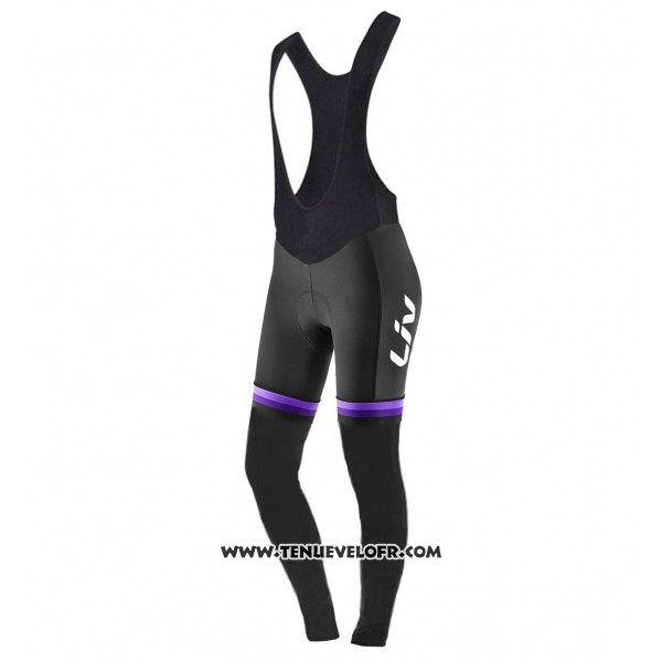 2017 Maillot Ciclismo Femme Liv Noir et Violet Manches Longues et Cuissard