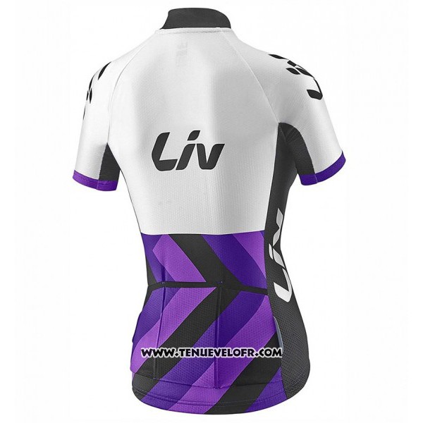 2017 Maillot Ciclismo Femme Liv Race Day Blanc et Violet Manches Courtes et Cuissard