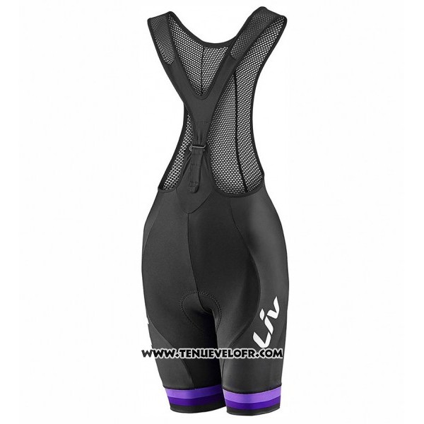 2017 Maillot Ciclismo Femme Liv Race Day Blanc et Violet Manches Courtes et Cuissard