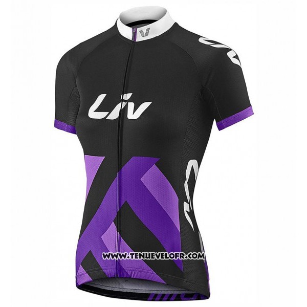2017 Maillot Ciclismo Femme Liv Race Day Noir et Violet Manches Courtes et Cuissard