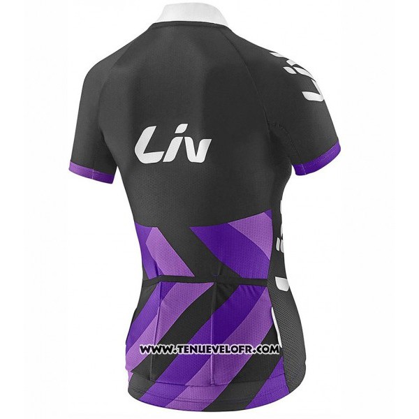2017 Maillot Ciclismo Femme Liv Race Day Noir et Violet Manches Courtes et Cuissard
