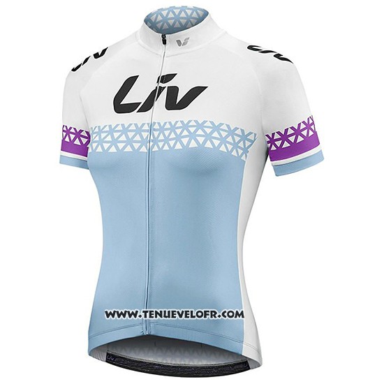 2019 Maillot Ciclismo Femme Liv Blanc Bleu Manches Courtes et Cuissard
