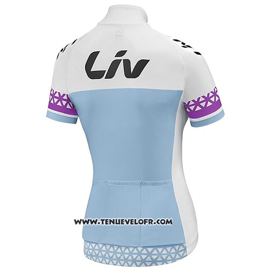 2019 Maillot Ciclismo Femme Liv Blanc Bleu Manches Courtes et Cuissard